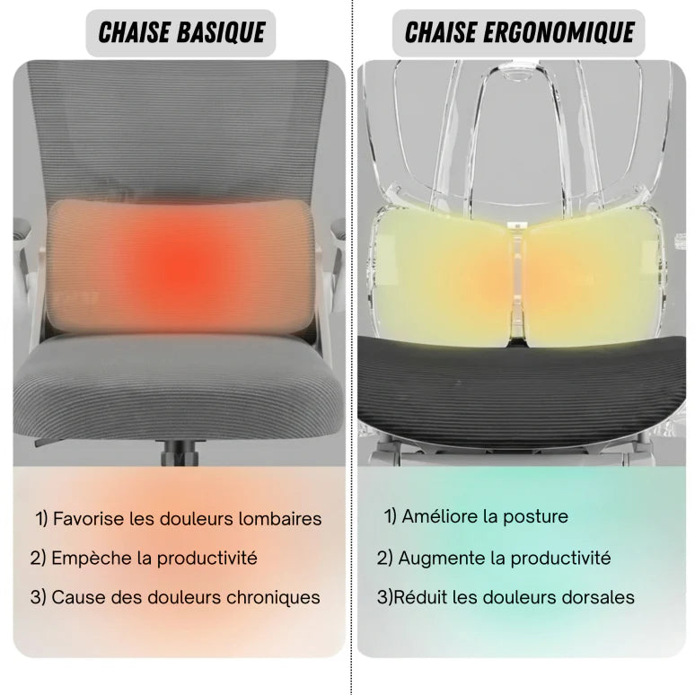 Chaise ergonomique AUTHMIC en maille noir