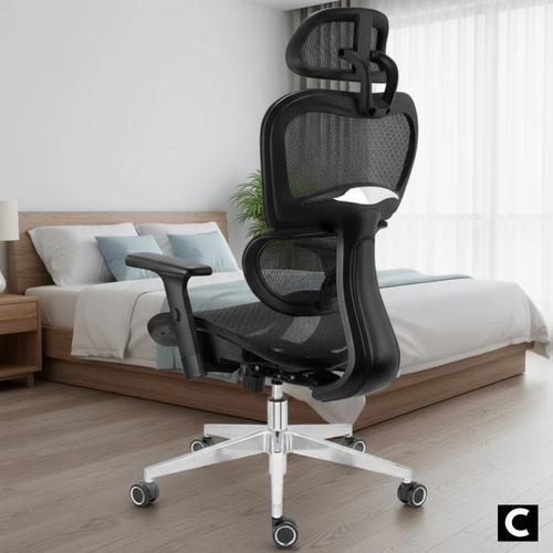Chaise ergonomique en maille noire ajustable
