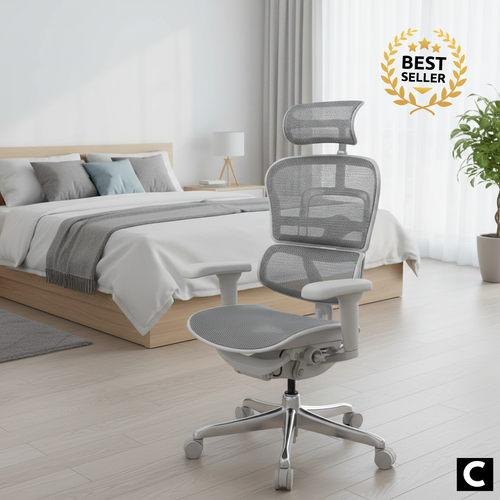 Chaise ergonomique ERGO ULTRA gris en maille