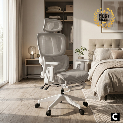 Chaise ergonomique grise en maille TERANA 2