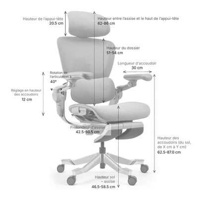 Chaise ergonomique grise en maille TERANA 2