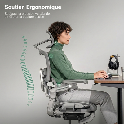 Chaise ergonomique grise en maille TERANA 2