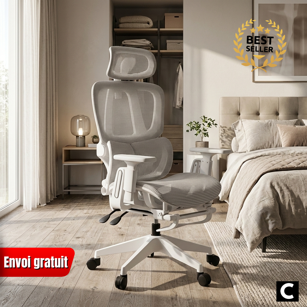 Chaise ergonomique grise en maille TERANA 2