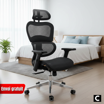 Chaise ergonomique VICTORY en maille noire ajustable