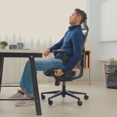 Chaise ergonomique VICTORY en maille noire ajustable