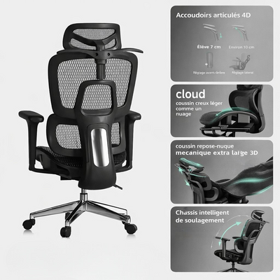 Chaise ergonomique AUTHMIC en maille noir